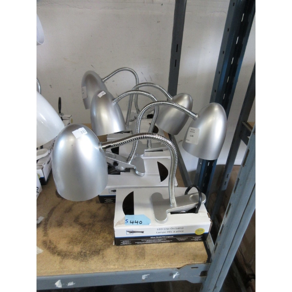 5 Clip-On LED Lamps - All are Silver Finish 