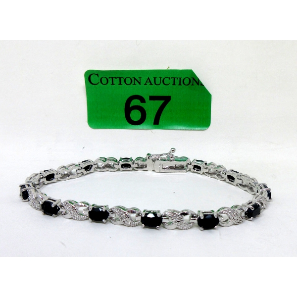 7.8 CTW Sapphire & Diamond Tennis Bracelet