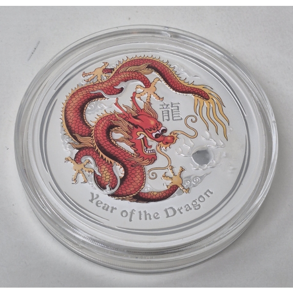 1 Kilo .999 Silver Year of the Dragon Colorized Coin