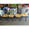 Image 1 : 4 Pine Wood Chairs with Blue Backs & Legs