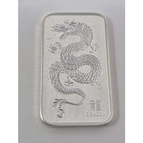 1 Oz .9999 Silver Australian Dragon Bar
