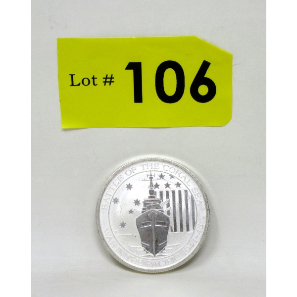 1/2 Oz .999 Silver 2015 Battle of the Coral Sea Coin 