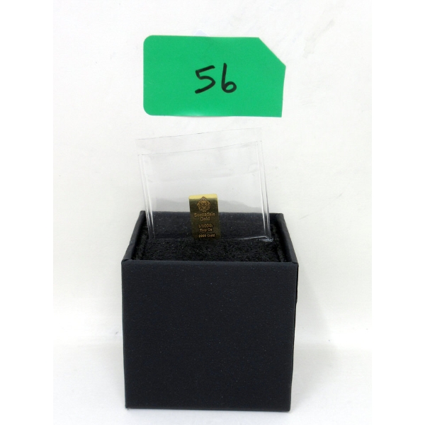 1/100 Oz .9999 Fine Gold Scottsdale Lion Mint Bar 