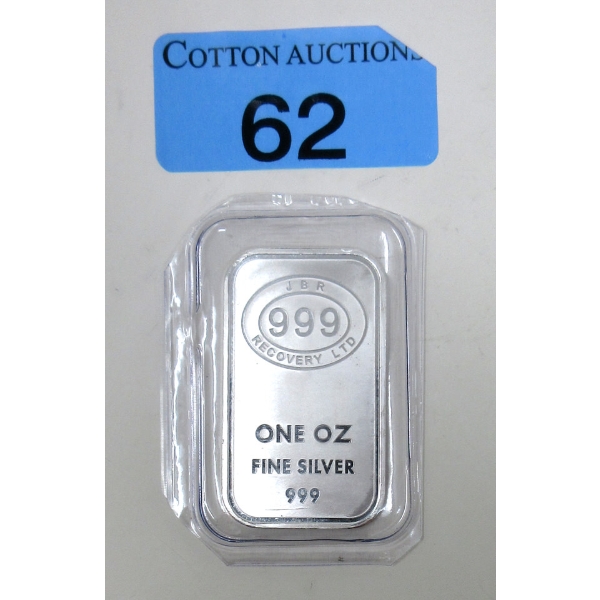 1 Oz .999 Silver JBR Ethically Sourced Bar 
