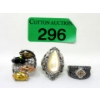 Image 1 : Three .925 Silver & Gemstone Dinner Rings 