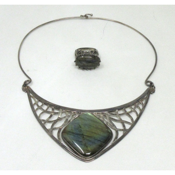 Sajen Sterling Silver Labradorite Ring & Necklace