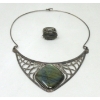 Image 1 : Sajen Sterling Silver Labradorite Ring & Necklace