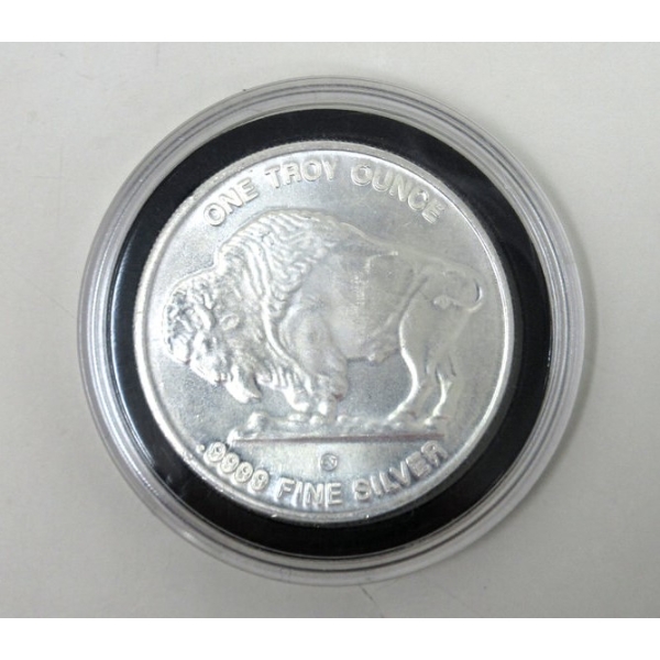 1 Oz .9999 Silver Buffalo/Indigenous Art Round 