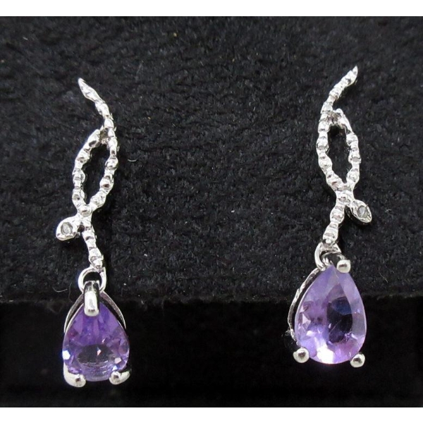 New Amethyst & Diamond Dangle Earrings 
