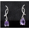 Image 1 : New Amethyst & Diamond Dangle Earrings 
