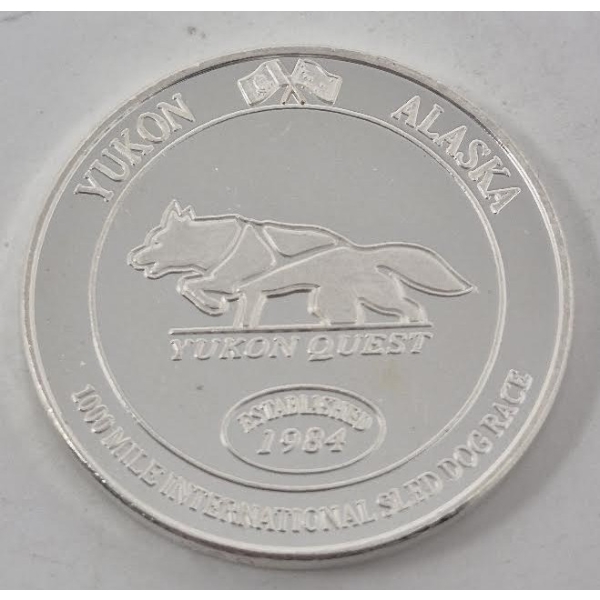 1 Oz .999 Silver 1995 Dog Sled Yukon/Alaska Round