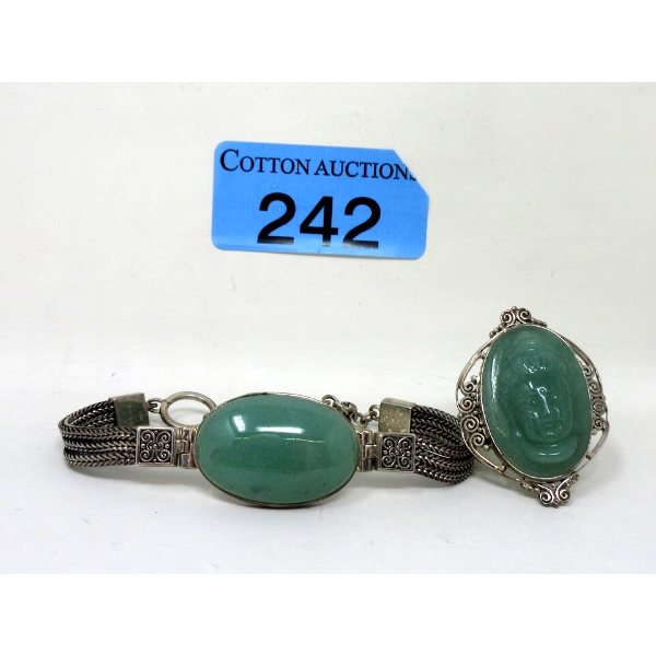 Sajen .925 Silver & Gemstone Ring & Toggle Bracelet