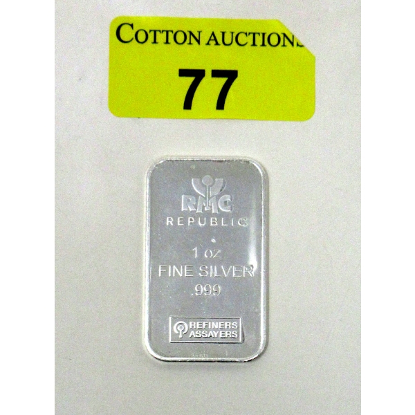 1 Oz .999 Silver RMC Republic Bar 