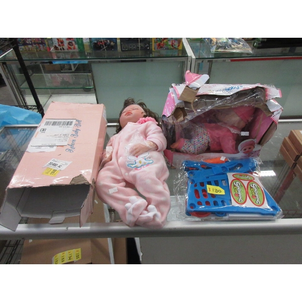 1 Toy Shopping Cart & 2 Baby Dolls
