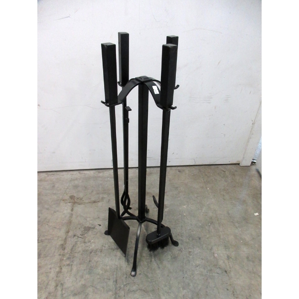 4 Piece Fireplace Tool Set on Stand