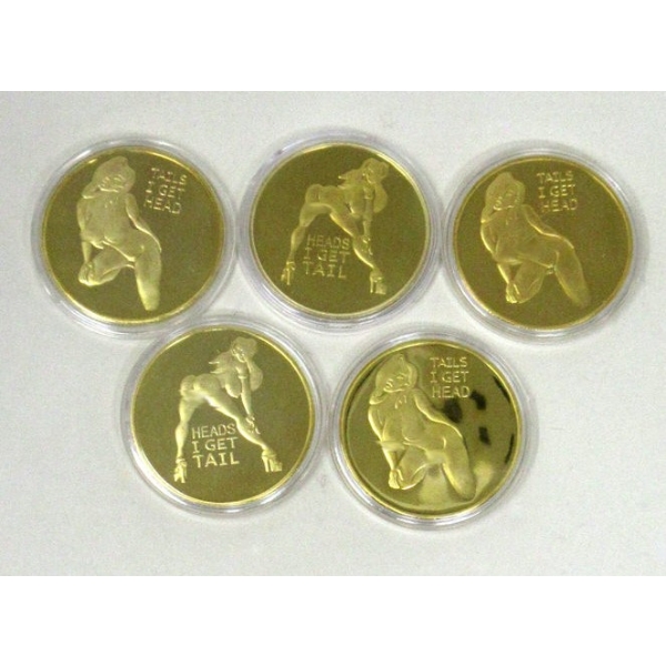 5 x Gold  Clad NUDE Girl Art Rounds 