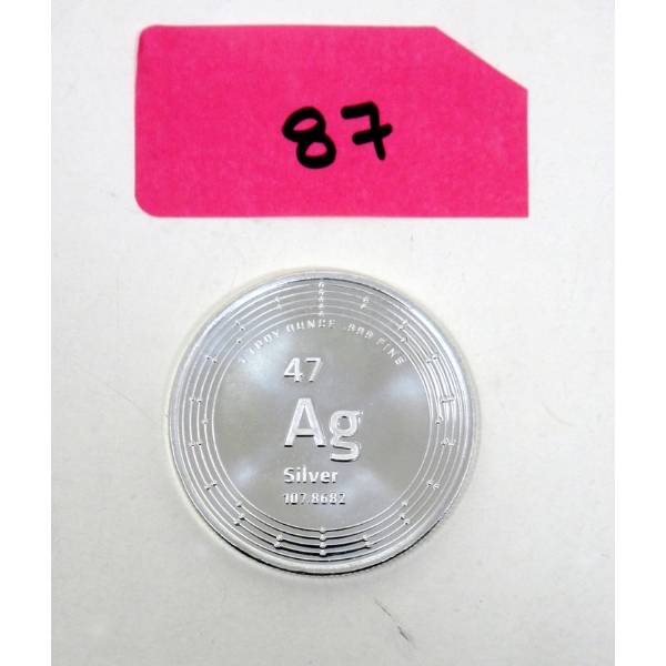 1 Oz .999 Silver Elemetal Round 