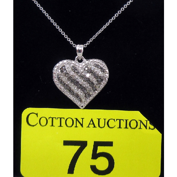 Half Carat Black & White Diamond Heart Pendant 