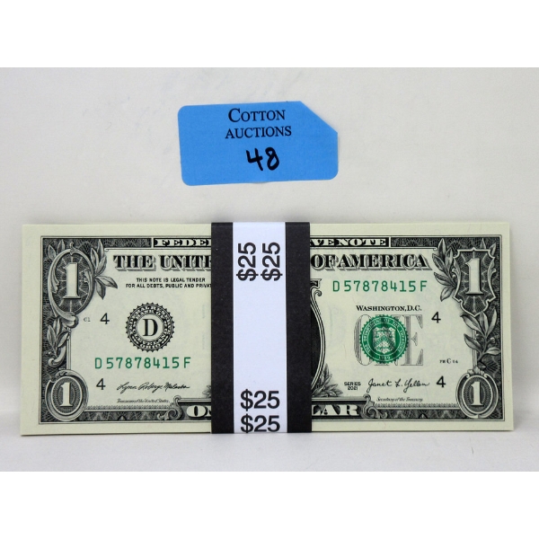 25 x $1 USD Uncirculated Sequential Numbered Bundle 