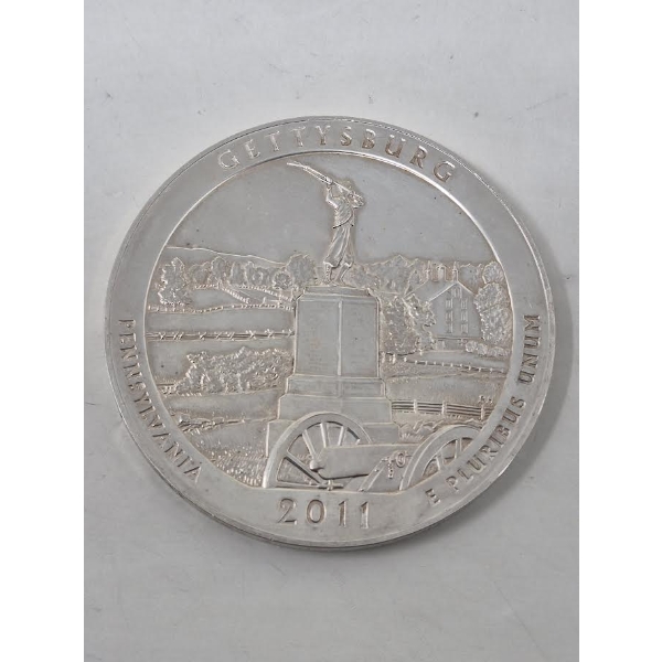 5 Oz .999 Silver Gettysburg Pennsylvania Quarter Dollar Coin