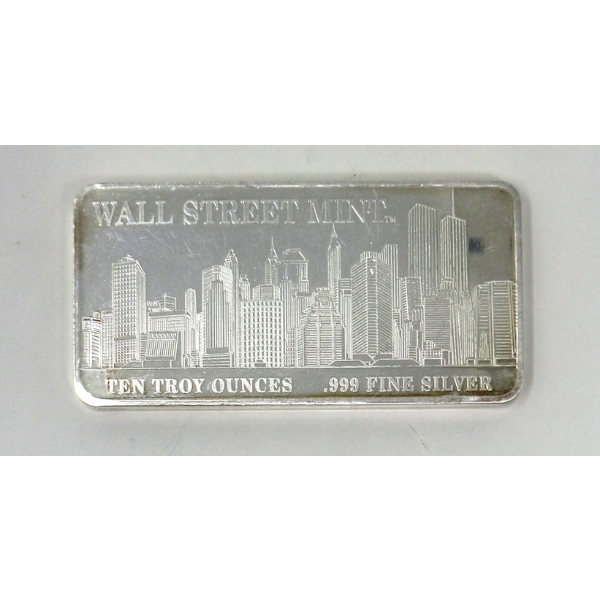 10 Oz .999 Silver Wall Street Twin Towers Bar 