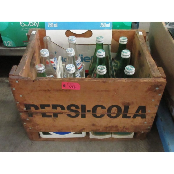 Vintage Wood Pepsi-Cola Crate with Bottles