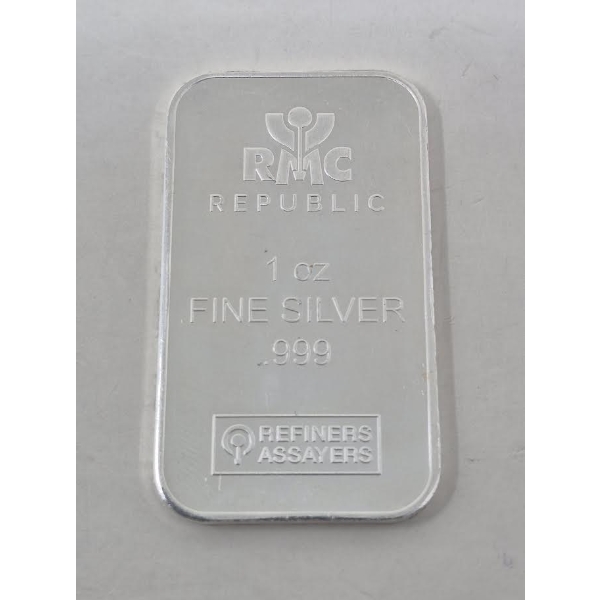 1 Oz .999 Silver RMC Refiners Bar 