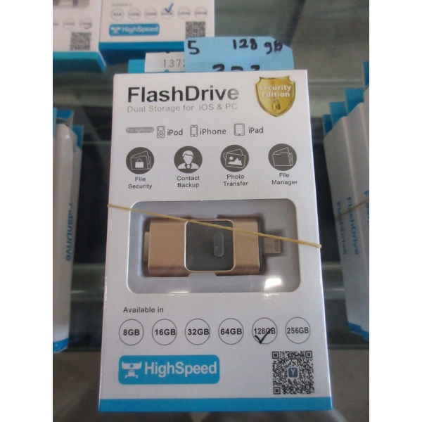 5 New 128 GB Flash Drives for Apple Products - Gold