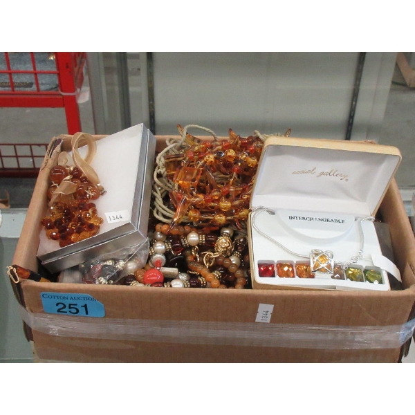 6 Pound Box of Autumn Coloured Fashion Jewelry