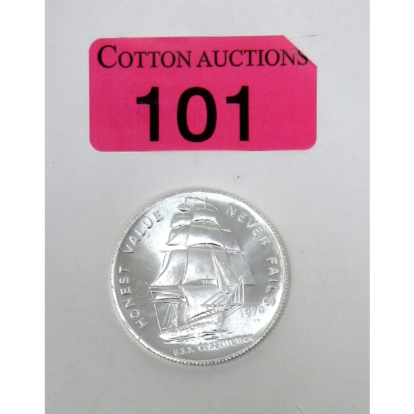 1 Oz .999 Silver 1974 USS Constitution Round 