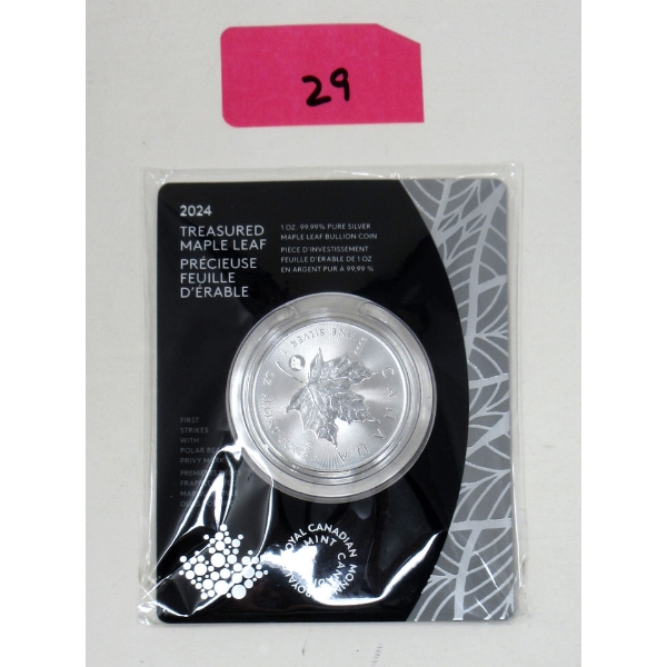 1 Oz .9999 Silver 2024 Treasured Maple Leaf Coin 