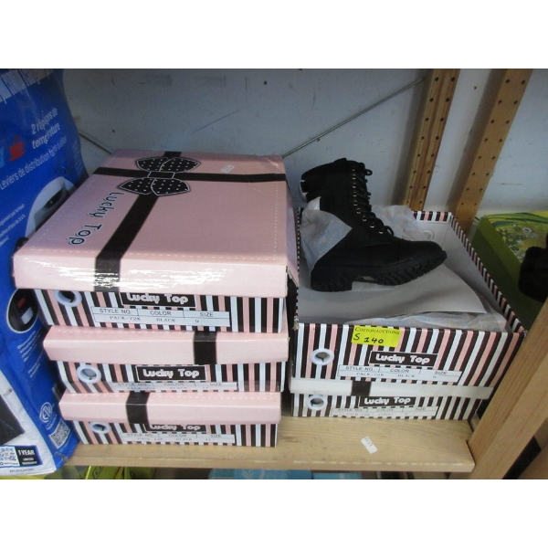 5 New Pairs of Children's Front Lacing Black Boots