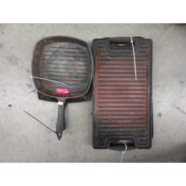 4 Cast Iron Skillets & Grills Pans - Preowned - As Is 