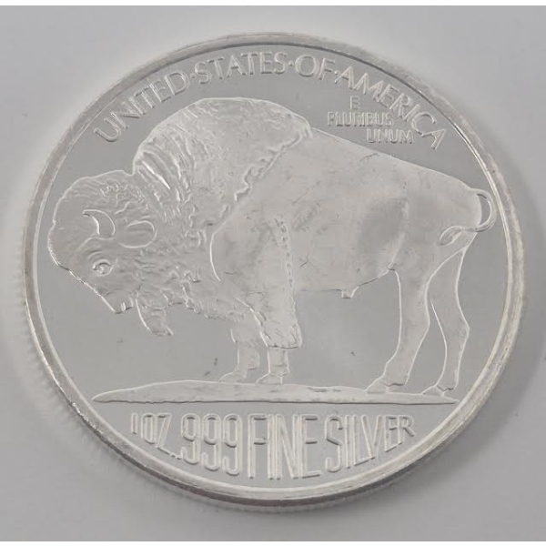 1 Oz .999 Silver Buffalo/Indigenous Art Round 