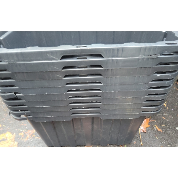 10 Black Plastic Storage Containers