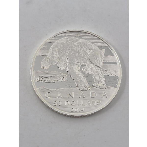 1/2 Oz .9999 Silver Canada $50 Polar Bear Coin