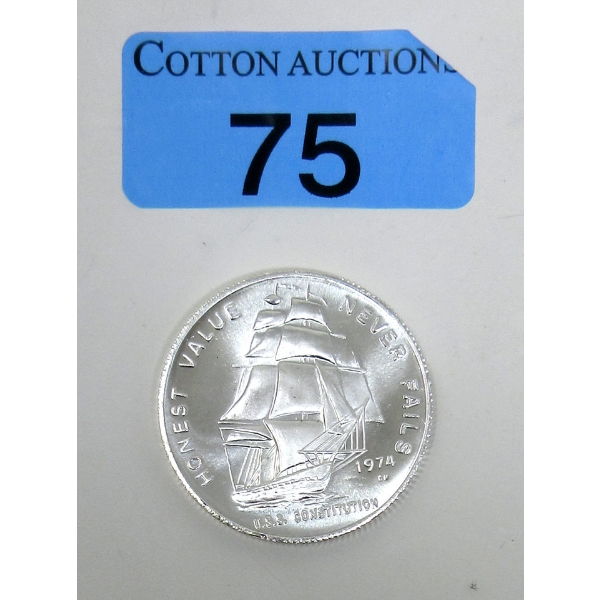 1 Oz .999 Silver 1974 USS Constitution Round 