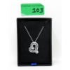 Image 2 : New Blue and White Diamond Heart Necklace
