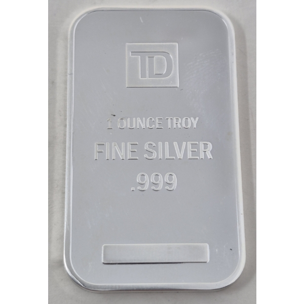 1 Oz .999 Silver TD Bank Investor Bar 
