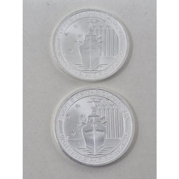 2 x 1/2 Oz .999 Silver Battle of the Coral Sea Coins 