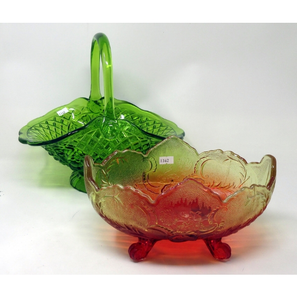 Vintage Footed Fruit Bowl & Handled Basket