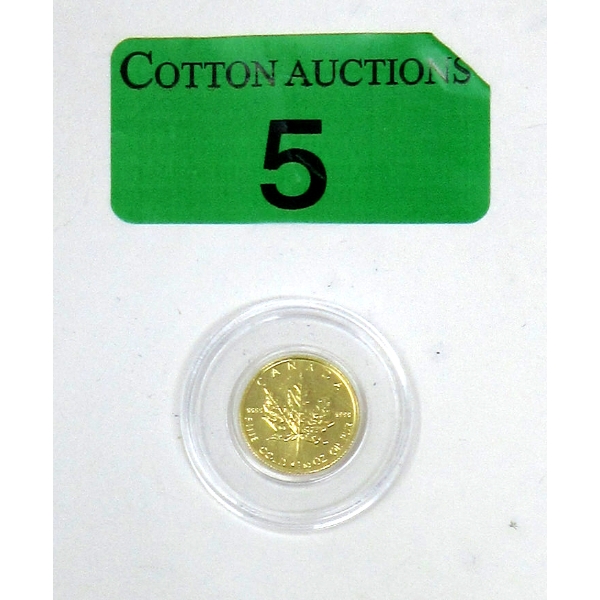 1/10 Oz .9999 Fine Gold 1988 Maple Leaf Coin 