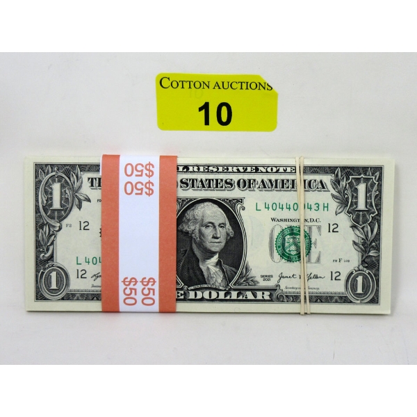 50 x $1 USD Uncirculated Sequential Numbered Bundle 