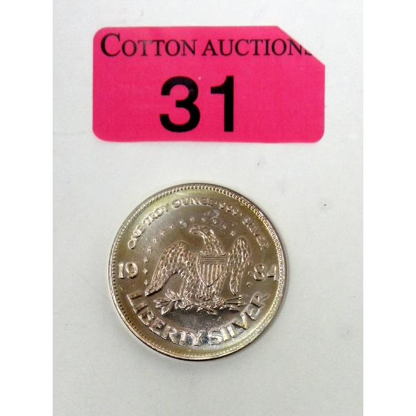 Vintage 1 Oz .999 Silver 1984 Liberty Bell Round 