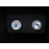 Image 1 : New Sterling Silver Blue Topaz & Diamond Stud Earrings