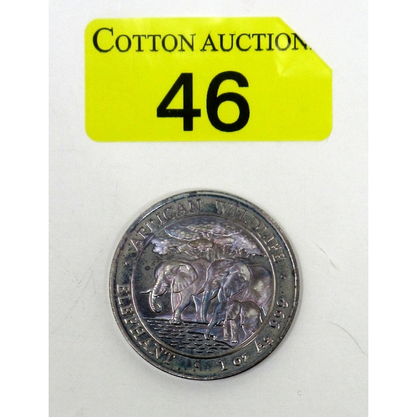 1 Oz .999 Silver 2013 African Wildlife Elephant Coin 