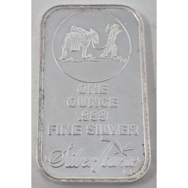 1 Oz .999 Silver Miner/Mule Silvertown Bar 