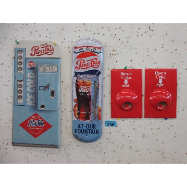 2 Coca-Cola Bottle Openers & 2 Pepsi Wall Signs