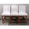 Image 1 : 3 Wood Framed 26" Stools with White Upholstery