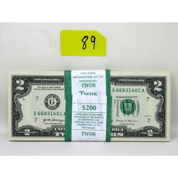100 Consecutive 2017 USD $2 Bills